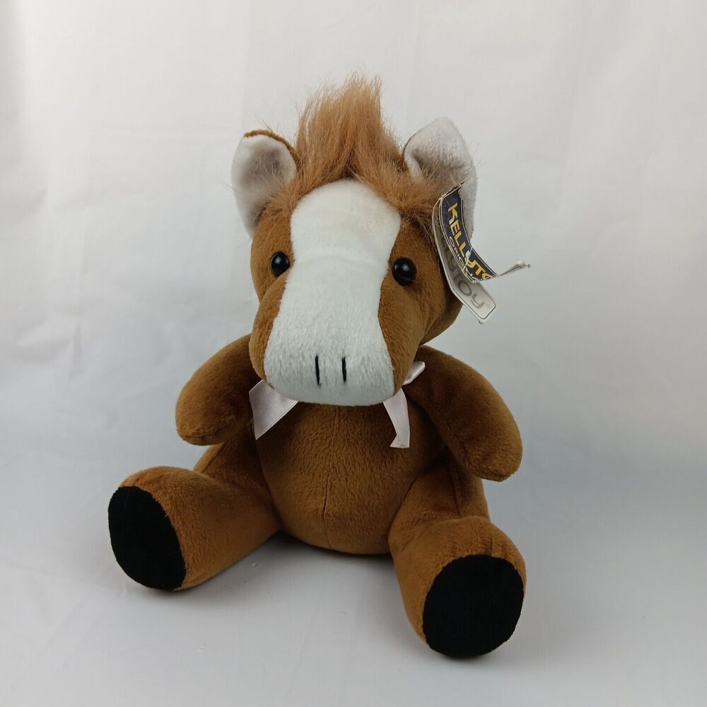 90s Kellytoy Original Cuddle Pals Horse Seated 1998 Plush Brown White Pink Bow